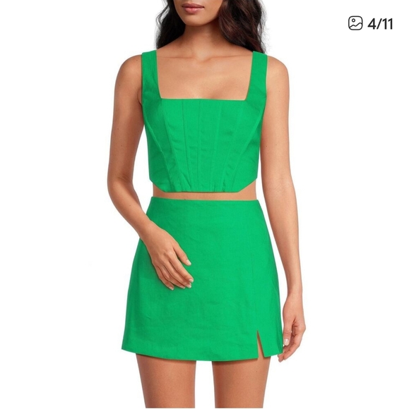 Gianni Bini Michelle Linen Blend Square Neck Sleeveless Corset Top, Sz 8 -- NWT - Picture 4 of 9